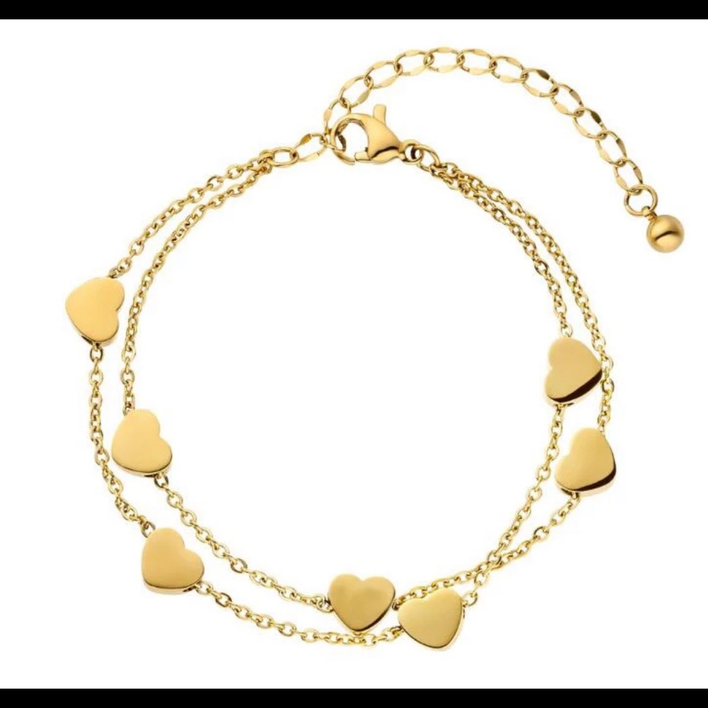 gold plated stainless steel double layered adjustable bracelet Mother's day gift